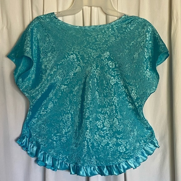 Secret Treasures Aqua Blue Silky Camisole, Floral Pattern, Size-M, Soft & Pretty - Picture 8 of 13
